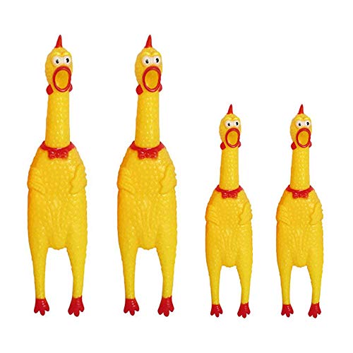 Amasawa 4 Piezas Pollo Gritando,Chillones Pollo de Juguete,Gritando Pollo Juguete Perro Juguete para Divertido,Squeeze Shrilling Screaming Chicken Funny Toy Gift Chicken Toy (2 Tamaños)