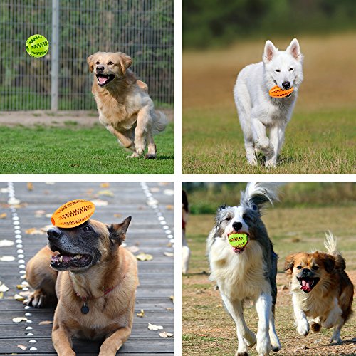 Amathings - Pelota de juguete para perro con huevo y huevo, disponible en varios colores, bola de aperitivo (7 cm) y pelota de rugby (11 cm), para dientes sanos y diversión