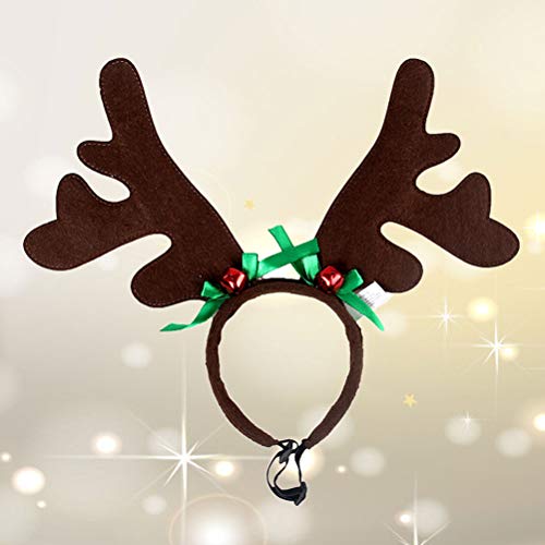 Amosfun Cornamenta del Perro de Navidad Diadema Mascota Cabeza de Navidad Aro Perro Mascota de Navidad Decoración para el Cabello Accesorios de Disfraces para Mascotas