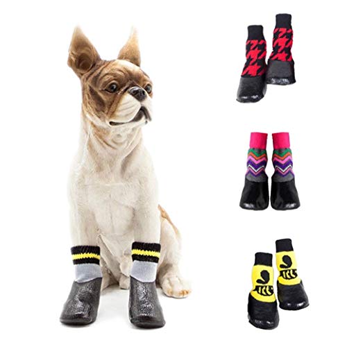 AMURAO 4 PCS Zapatos para Mascotas Resistentes al Desgaste Calcetines Impermeables para Perros Botas para Cachorros Antideslizantes Cubierta para pies al Aire Libre