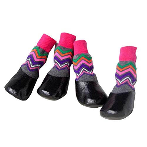 AMURAO 4 PCS Zapatos para Mascotas Resistentes al Desgaste Calcetines Impermeables para Perros Botas para Cachorros Antideslizantes Cubierta para pies al Aire Libre