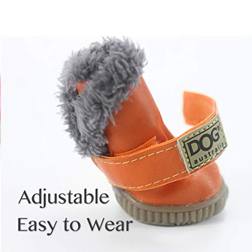 AMURAO 4 Unids/Set Zapatos de Invierno para Mascotas Piel Caliente Impermeable Pequeños Perros Botas Algodón Antideslizante Mascotas Producto