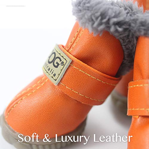 AMURAO 4 Unids/Set Zapatos de Invierno para Mascotas Piel Caliente Impermeable Pequeños Perros Botas Algodón Antideslizante Mascotas Producto