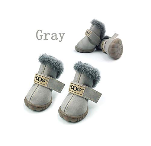 AMURAO 4 Unids/Set Zapatos de Invierno para Mascotas Piel Caliente Impermeable Pequeños Perros Botas Algodón Antideslizante Mascotas Producto