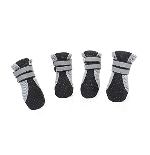 AMURAO 4PCS Zapatos de Invierno para Mascotas con Correa Reflectante Perros Impermeables Lluvia Botines de Nieve Calcetines Antideslizantes de Goma