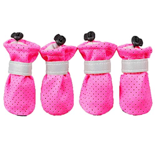 AMURAO 4PCS Zapatos de Malla Transpirable para Perros Botas Antideslizantes para Mascotas Correas Reflectantes Protector de Pata de Perro Chihuahua