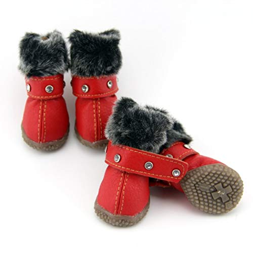 AMURAO Botas para Caminar de Invierno para Mascotas Botines Casuales de Lluvia para Cachorros Zapatos Impermeables para Perros para Gatito de Peluche