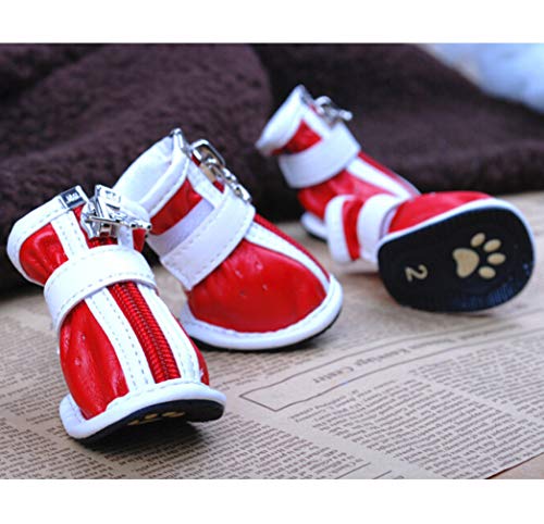 AMURAO Botas para Perros Antideslizantes para Mascotas Zapatos Impermeables para Gatos con Cremallera Correas Ajustables Lluvia Botines para Cachorros Grandes