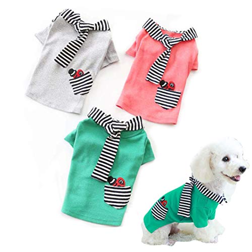 AMURAO Camisa del Perro del Animal doméstico del Verano Ropa para Perros de algodón Pequeño Perrito Rayado Tie Bottom Top para Chihuahua Gatos de Peluche