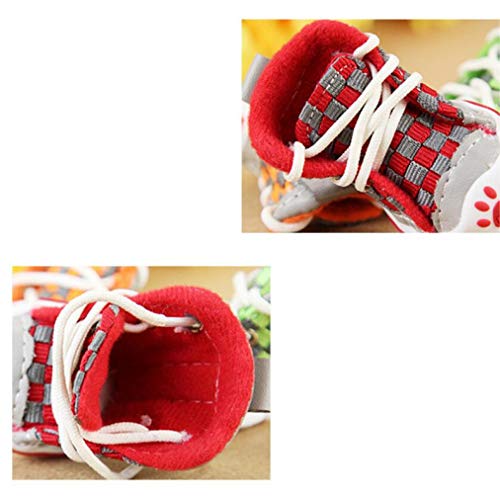 AMURAO Primavera Cordones de Lona Zapatos Deportivos para Perros Modelos Botines Tejidos para Mascotas Ocio Calzado Impermeable Antideslizante