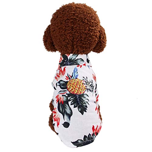 AMURAO Verano Camisa para Mascotas algodón Perro Gato Chaleco Hawaiano Impreso Transpirable Ropa de Playa Suave para Mascotas Disfraces para Perros