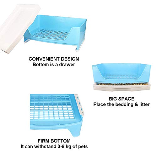 Andifany Caja de Arena para Conejos Grande con CajóN,Caja de Inodoro de Esquina con Entrenador de Rejilla,Cacerola para Mascotas MáS Grande para Conejillos de Indias Adultos,Chinchilla Etc.