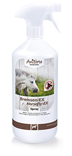 AniForte Spray contra tábanos para caballos 1L - Repelente eficaz y de larga duración contra los tábanos, Protección contra Mosquitos, Moscas, parásitos, Bloqueador de tábanos