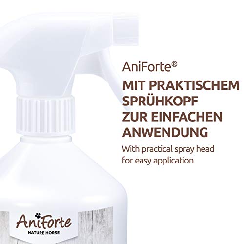 AniForte Spray contra tábanos para caballos 1L - Repelente eficaz y de larga duración contra los tábanos, Protección contra Mosquitos, Moscas, parásitos, Bloqueador de tábanos