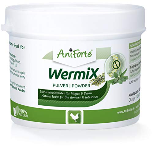 AniForte WermiX en polvo para pollos, gansos y patos 50g - antes, durante y después de la infestación de gusanos con saponina, sustancias amargas, taninos, ajenjo, armonizan el estómago y el intestino