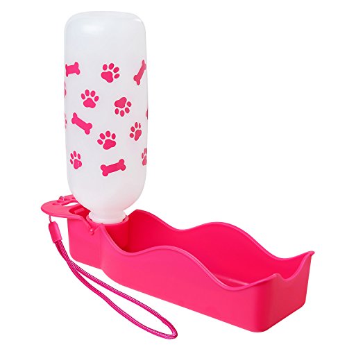 Anpetbest 325ml (11 fl oz) perros botella, Portátil botella de agua viaje para mascotas Bebedero, para Paseos diarios, Excursionismo, Cámping, Playa, Sin BPA El plastico (rosa)