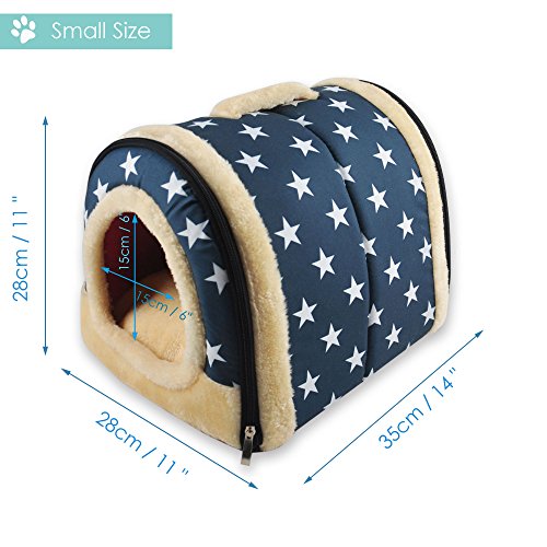 ANPI 2 en 1 Casa y Sofá para Mascotas, Lavable a Máquina Casa Cama de Perro Gato Puppy Conejo Mascota Antideslizante Plegable Suave Calentar con Cojín Extraíble Colchón, 3 Tamaños