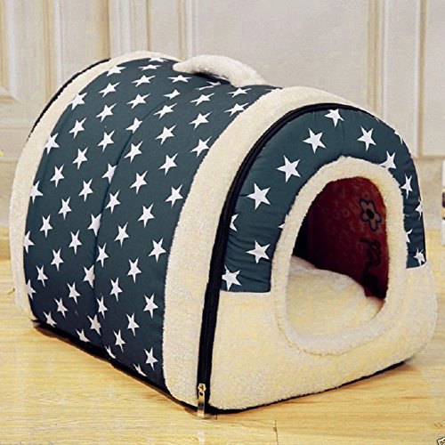 ANPI 2 en 1 Casa y Sofá para Mascotas, Lavable a Máquina Casa Cama de Perro Gato Puppy Conejo Mascota Antideslizante Plegable Suave Calentar con Cojín Extraíble Colchón, 3 Tamaños