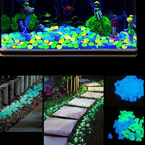 Anyasen 200 Piezas Piedras Luminosas Jardin Piedras Luminosos Piedras Fluorescentes Piedras Luminosas Decorativas para jardín hogar Aire Libre Parques peceras Acuario Decoración