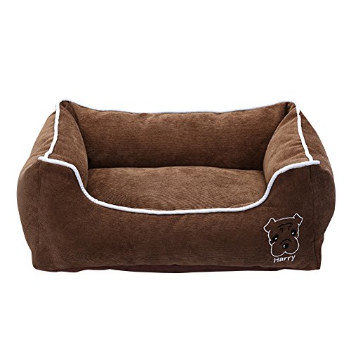 Anyu Cama para Perro Cama de Mascota Suave al Agua Fácil Limpieza Café L