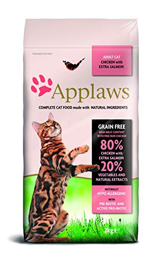 Applaws Comida seca para gatos, pollo y salmón/adulto, 2 kg