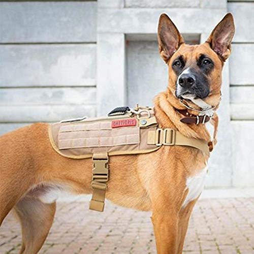 Arnés de perroArnés de Asistencia para Perros de Servicio Chaleco Compatible Arnés de Entrenamiento Militar táctico MOLLE para Perros de Servicio-Negro_S