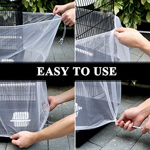 ASOCEA Universal Birdcage Cover Seed Catcher Cage falda para loro en malla de nylon - Blanco (No incluye Birdcage)