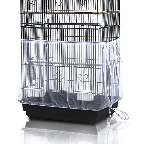 ASOCEA Universal Birdcage Cover Seed Catcher Cage falda para loro en malla de nylon - Blanco (No incluye Birdcage)