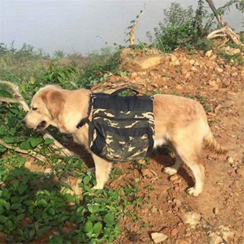 B-1 Mochila para Perro con Grandes Bolsillos, Mochila Perro Arnés Alforja Bolsa de Hombro Ajustable para Perros Grandes Al Aire Libre Viajar Senderismo Cámping Caminar,M