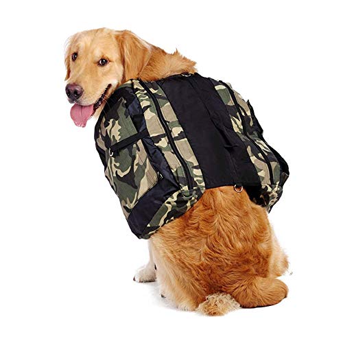 B-1 Mochila para Perro con Grandes Bolsillos, Mochila Perro Arnés Alforja Bolsa de Hombro Ajustable para Perros Grandes Al Aire Libre Viajar Senderismo Cámping Caminar,M