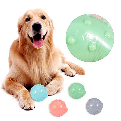 Balacoo 2 Piezas Perro Bola Chirriante Limpieza de Dientes Bola de Silicona Entrenamiento de Salud Chirrido Perro Juguete Bolas de Goma para Cachorro Mascota Perro Gris Y Verde