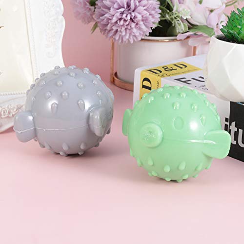 Balacoo 2 Piezas Perro Bola Chirriante Limpieza de Dientes Bola de Silicona Entrenamiento de Salud Chirrido Perro Juguete Bolas de Goma para Cachorro Mascota Perro Gris Y Verde