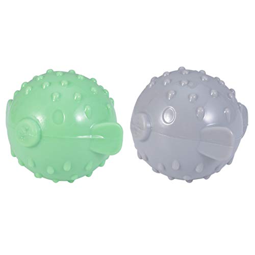 Balacoo 2 Piezas Perro Bola Chirriante Limpieza de Dientes Bola de Silicona Entrenamiento de Salud Chirrido Perro Juguete Bolas de Goma para Cachorro Mascota Perro Gris Y Verde