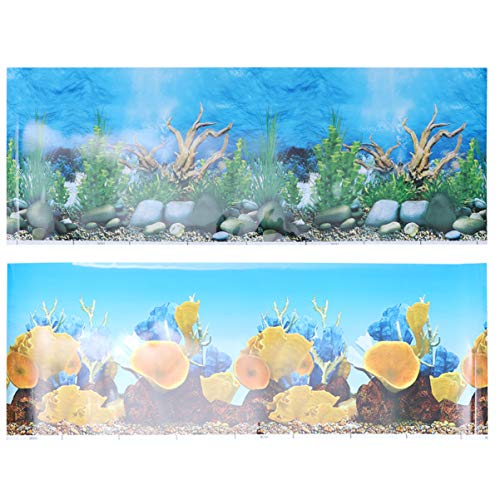 Balacoo pecera Pegatina de Fondo Acuario Papel Tapiz 3D póster Decorativo de Doble Cara imágenes Adhesivas 82x30cm