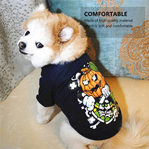 Baluue Disfraz de Mascota - Ropa de Perro de Algodón Lavable Camiseta de Perro con Patrón de Calabaza de Dibujos Animados Ropa de Cachorro Suave Y Transpirable Apariencia de Mascota para