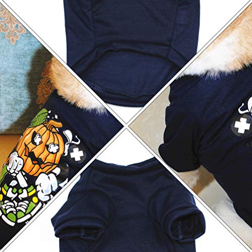 Baluue Disfraz de Mascota - Ropa de Perro de Algodón Lavable Camiseta de Perro con Patrón de Calabaza de Dibujos Animados Ropa de Cachorro Suave Y Transpirable Apariencia de Mascota para