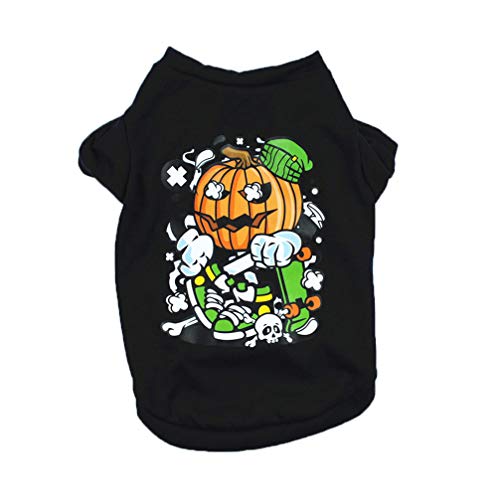 Baluue Disfraz de Mascota - Ropa de Perro de Algodón Lavable Camiseta de Perro con Patrón de Calabaza de Dibujos Animados Ropa de Cachorro Suave Y Transpirable Apariencia de Mascota para