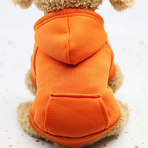 Baohooya Ropa Perro Pequeño Invierno - Sudadera de Cinta Lisa Ropa para Mascotas para Yorkshire Mascota Chihuahua Gatos Pomerania(Naranja,M)