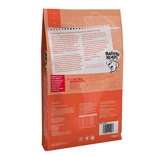 Barking Heads Comida Seca para Perros - Pooched Salmon - Salmón 100% natural sin aromas artificiales, Ayuda a mejorar la salud de la piel y el pelo, 12 kg