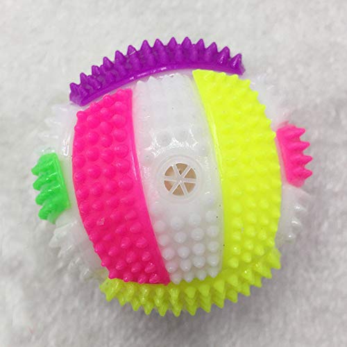 Bbl345dLlo Pelota de morder para morder con forma de balón de fútbol, luz LED intermitente, sonido, juguete divertido para perros y mascotas, color al azar