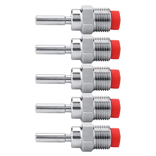 Bebedero para cerdos, 5 Piezas Rosca Acero inoxidable Cerdos automáticos Pezones Fuentes Pipas con tapa roja Varilla larga para cerdas Lechones Agua potable