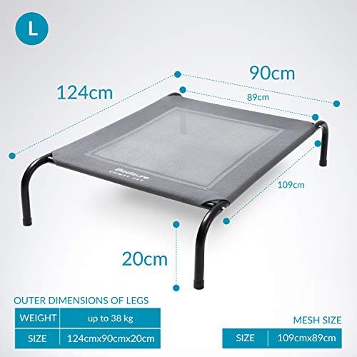 Bedsure Cama Elevada Perro XL - Cama Mascota Exterior Lavable para Verano, Cama Extra Grande Anticalor, Gris