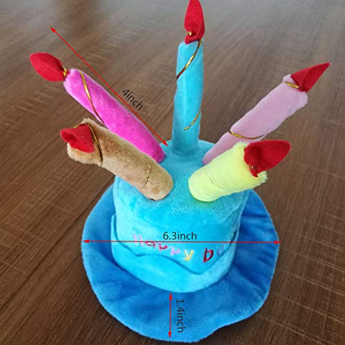 Bello Luna Sombrero de cumpleaños para Mascotas Sombrero de Felpa Corto Ajustable como un Pastel de cumpleaños Adecuado para la mayoría de los Perros y Gatos - Azul