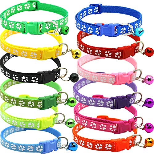 BETOY - Collar para Mascotas con Campanas, Collar Reflectante Personalizado Ajustable, Reutilizable, Felpa Suave, Cuello de Piel de Animal doméstico de para Gatos, Cachorros(12 pcs)