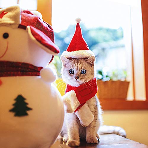 BETOY Mascota Gato Perro Sombrero Ropa para Gatos navideños Bufanda roja Disfraz de Vacaciones navideñas Pequeños Animales