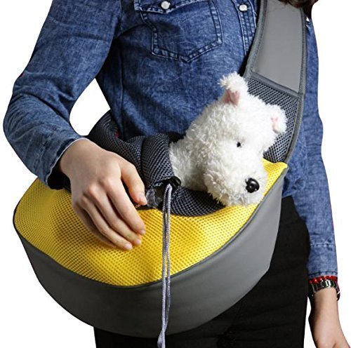 BIGWING Style-Bolso Bandolera para Llevar Perrito Gatito Mascota Portable Todo en Uno, Amarillo Grande