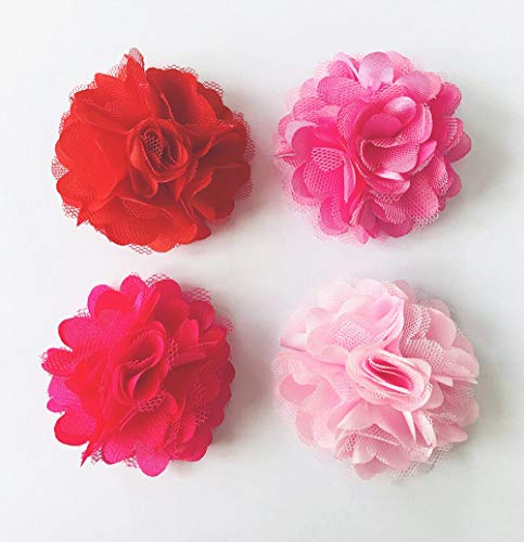 BIPY 4 collares de 5 cm, rosas, para perros, flores, dijes de flores, lazos para gato, cachorro, pequeño y mediano, accesorio de aseo