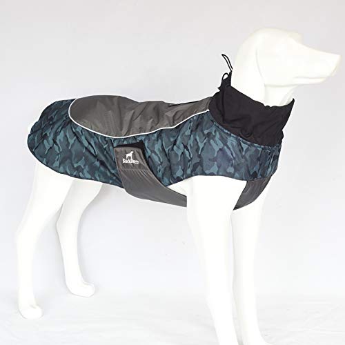 BLACKDOGGY - Abrigo Impermeable para Perros con Ribete Reflectante y Ranura para Correa para Clima frío, otoño/Invierno