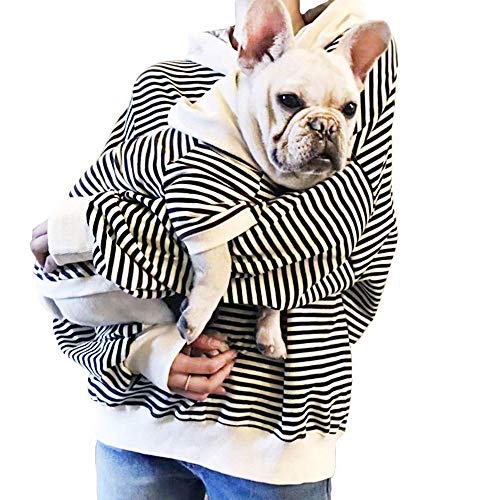 BMY Ropa Familiar Sudaderas con Capucha de Rayas para Perros,Trajes a Juego para Perros y Madres/Camisas para propietarios y Mascotas para el hogar,para Perros pequeños y medianos