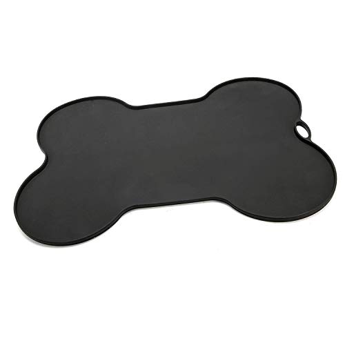 Bocotoer Alfombrilla de Silicona Antideslizante para Comida de Mascotas, Impermeable, para Perros y Gatos, Color Negro